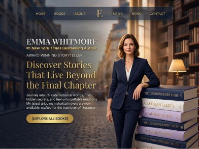 Homepage screenshot of Emma Whitmore's author website