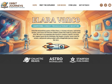 Homepage screenshot of Elara Vance's author website