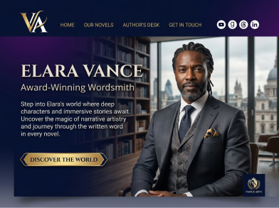 Homepage screenshot of Elara Vance's author website